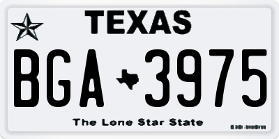 TX license plate BGA3975