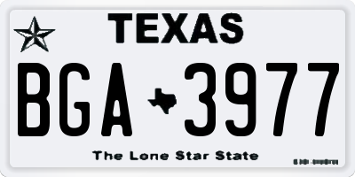 TX license plate BGA3977