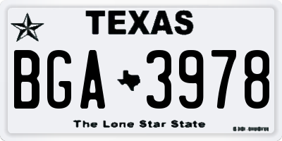 TX license plate BGA3978