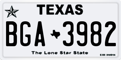 TX license plate BGA3982