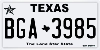 TX license plate BGA3985