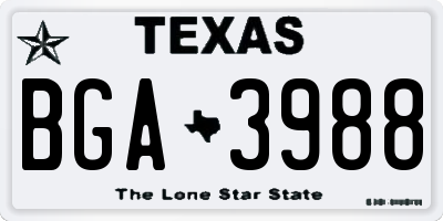 TX license plate BGA3988