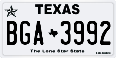 TX license plate BGA3992