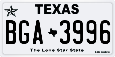TX license plate BGA3996