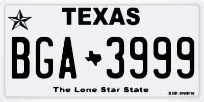 TX license plate BGA3999