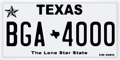 TX license plate BGA4000