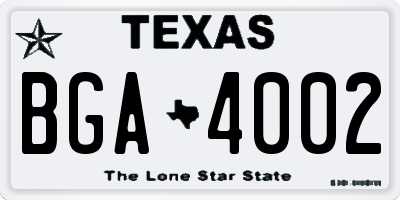 TX license plate BGA4002