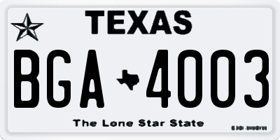 TX license plate BGA4003