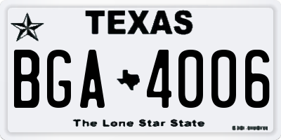 TX license plate BGA4006