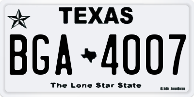 TX license plate BGA4007