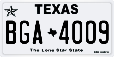 TX license plate BGA4009