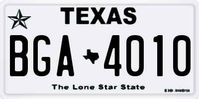 TX license plate BGA4010
