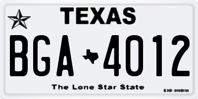 TX license plate BGA4012