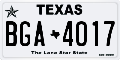 TX license plate BGA4017