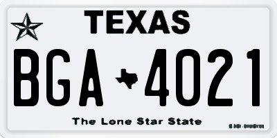 TX license plate BGA4021