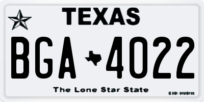 TX license plate BGA4022