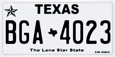 TX license plate BGA4023