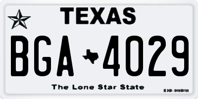 TX license plate BGA4029