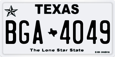 TX license plate BGA4049