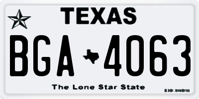 TX license plate BGA4063