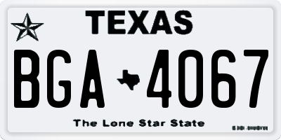 TX license plate BGA4067