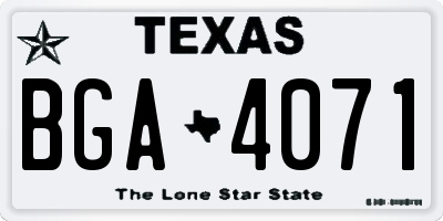TX license plate BGA4071