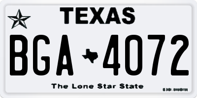 TX license plate BGA4072