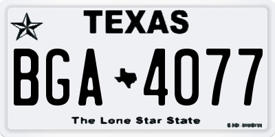 TX license plate BGA4077