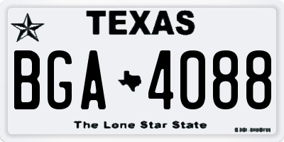 TX license plate BGA4088