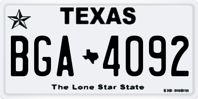 TX license plate BGA4092