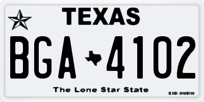 TX license plate BGA4102