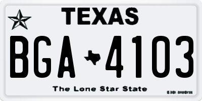 TX license plate BGA4103