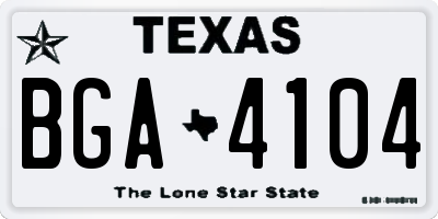 TX license plate BGA4104