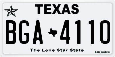 TX license plate BGA4110