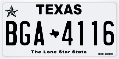 TX license plate BGA4116