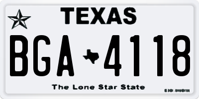 TX license plate BGA4118