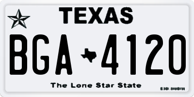 TX license plate BGA4120