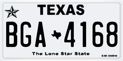 TX license plate BGA4168