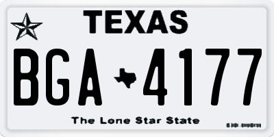 TX license plate BGA4177