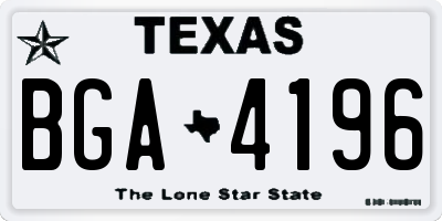 TX license plate BGA4196
