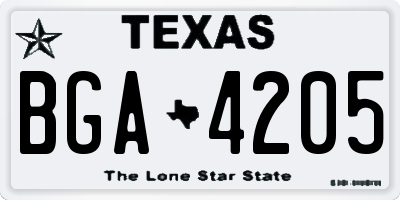 TX license plate BGA4205