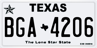 TX license plate BGA4206
