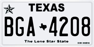 TX license plate BGA4208