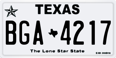 TX license plate BGA4217