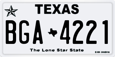 TX license plate BGA4221