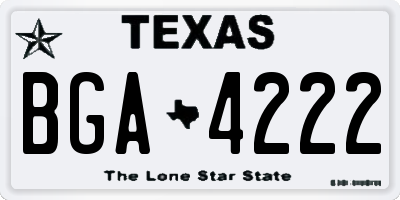 TX license plate BGA4222