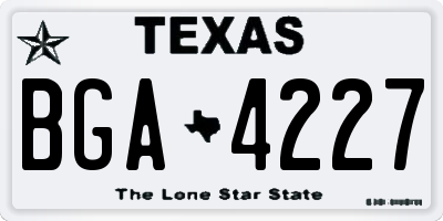 TX license plate BGA4227