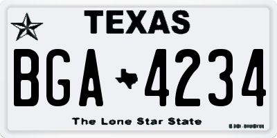 TX license plate BGA4234