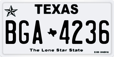 TX license plate BGA4236