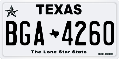 TX license plate BGA4260